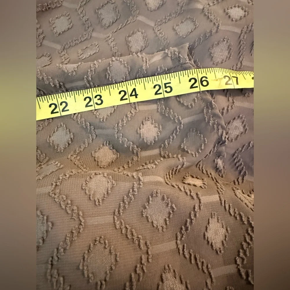 VaVa by Joy Han Bohemian Dress Taupe Big Bell Sleeves Size L Lace Trim Lined - Picture 10 of 14